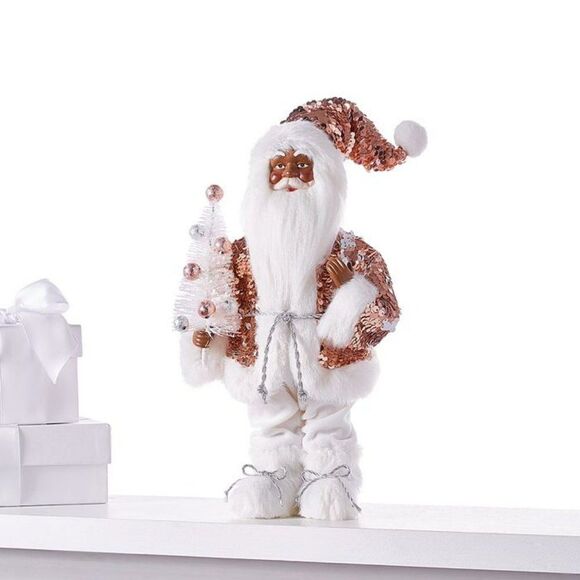 Holiday Lane Other - Santas 12"h Fabric Standing African-American Santa with Tree